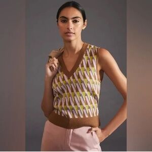 Anthropologie Maeve Vera Jacquard Sweater Vest Size XL